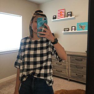 VICI Buffalo Plaid Black and White Blouse